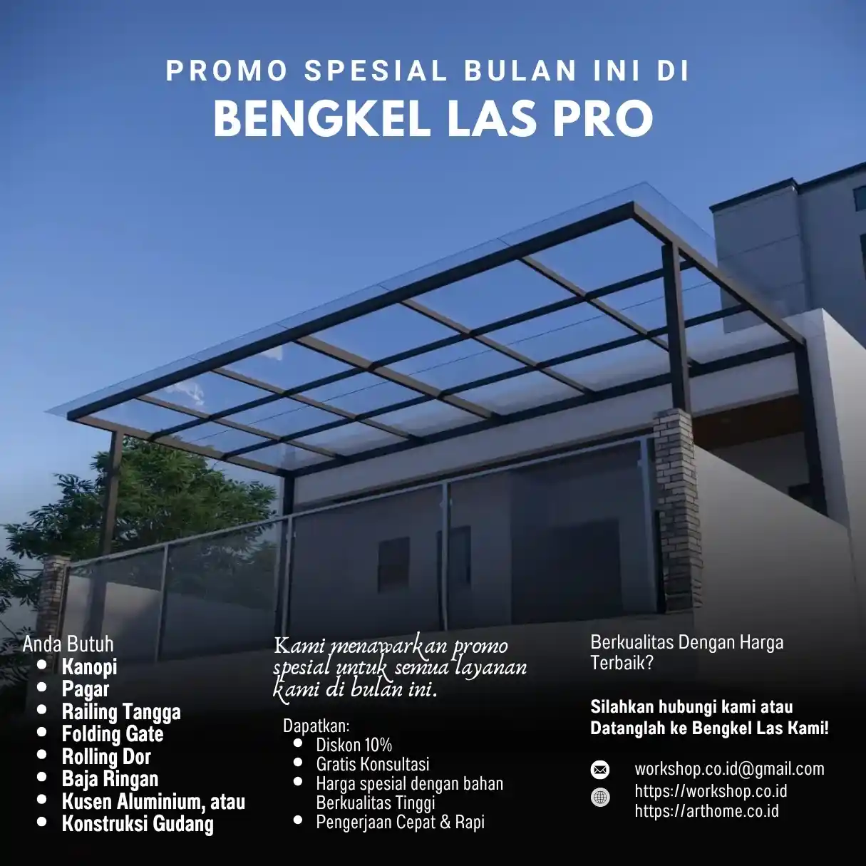 Kanopi Kaca Tempered Minimalis